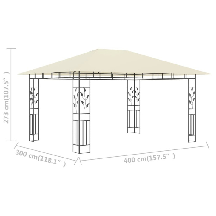 Pavėsinė su tinkleliu nuo uodų, kreminė, 4x3x2,73m, 180g/m²