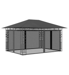 Pavėsinė su tinkleliu nuo uodų, antracito, 4x3x2,73m, 180g/m²