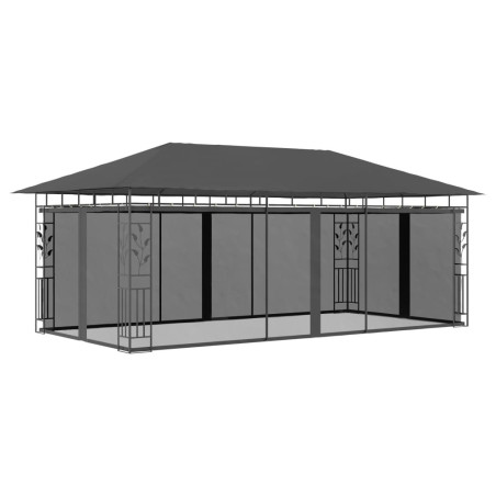 Pavėsinė su tinkleliu nuo uodų, antracito spalvos, 6x3x2,73m