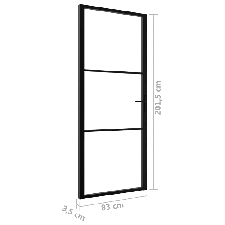 Vidaus durys, juodos, 83x201,5cm, ESG stiklas ir aliuminis