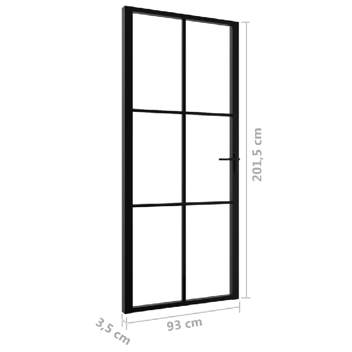 Vidaus durys, juodos, 93x201,5cm, ESG stiklas ir aliuminis