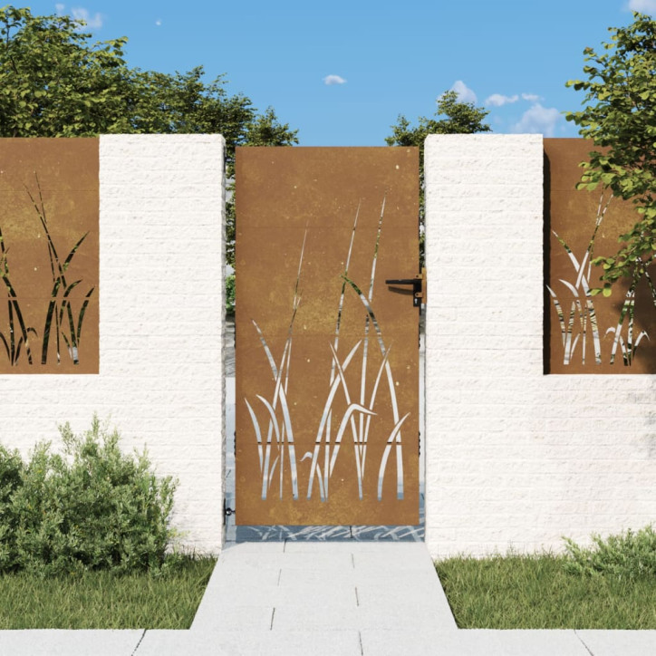 Sodo vartai, 85x200cm, corten plienas, žolės dizaino