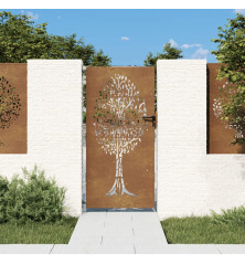 Sodo vartai, 85x175cm, corten plienas, medžio dizaino