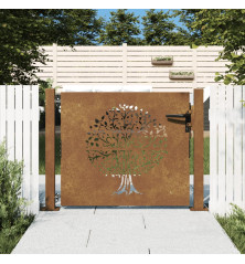 Sodo vartai, 105x105cm, corten plienas, medžio dizaino