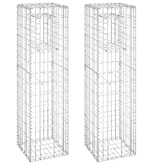 Gabionų krepšių kolonos, 2vnt., 40x40x140cm, geležis