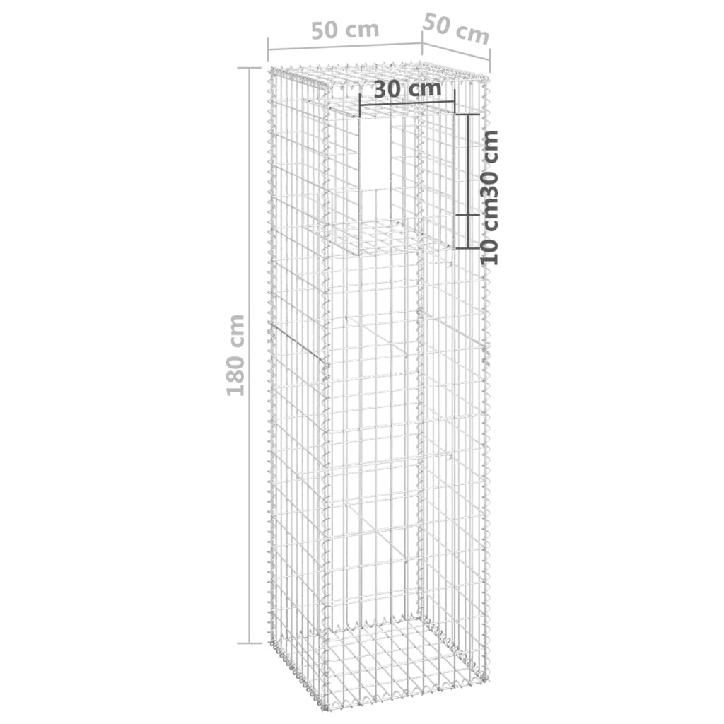 Gabiono krepšio kolona, 50x50x180cm, geležis
