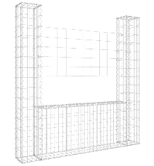 Gabionų krepšiai su 2 kolonomis, 140x20x150cm, geležis