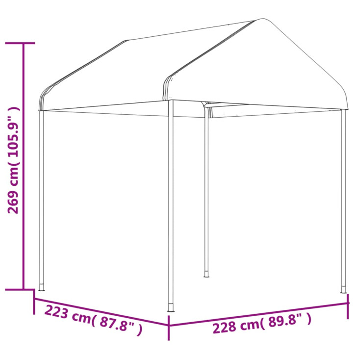 Pavėsinė su stogu, balta, 8,92x2,28x2,69m, polietilenas