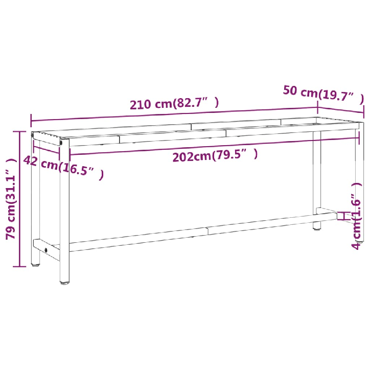 Darbastalio rėmas, juodas ir raudonas, 210x50x79cm, metalas