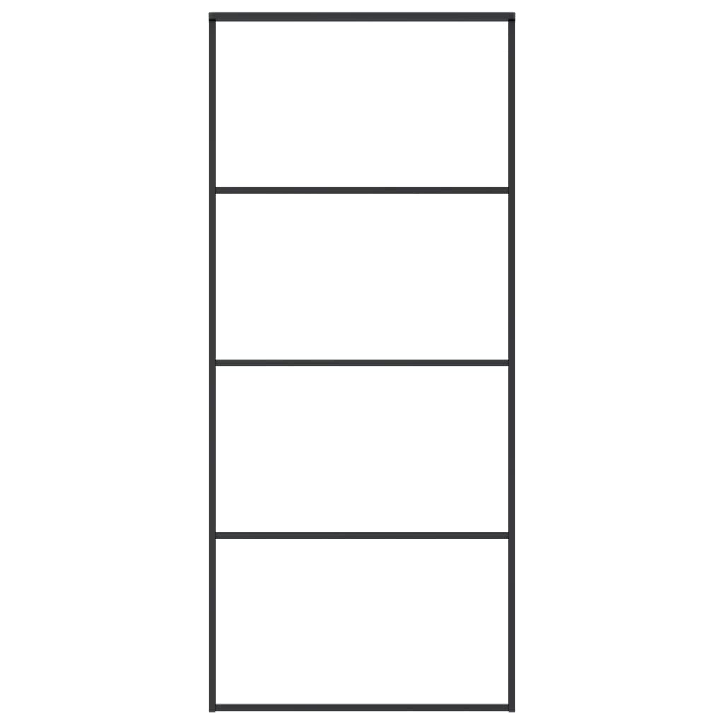 Stumdomos durys, juodos, 90x205cm, ESG stiklas ir aliuminis