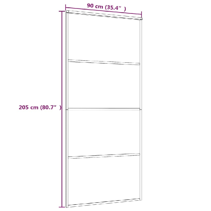 Stumdomos durys, juodos, 90x205cm, ESG stiklas ir aliuminis