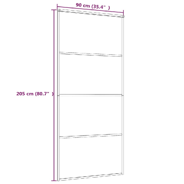 Stumdomos durys, baltos, 90x205cm, ESG stiklas ir aliuminis