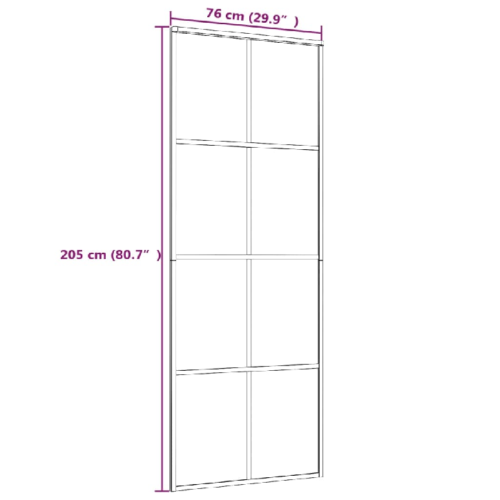 Stumdomos durys, baltos, 76x205cm, ESG stiklas ir aliuminis