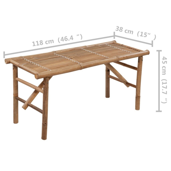 Sulankstomas sodo suoliukas su pagalvėle, 118cm, bambukas