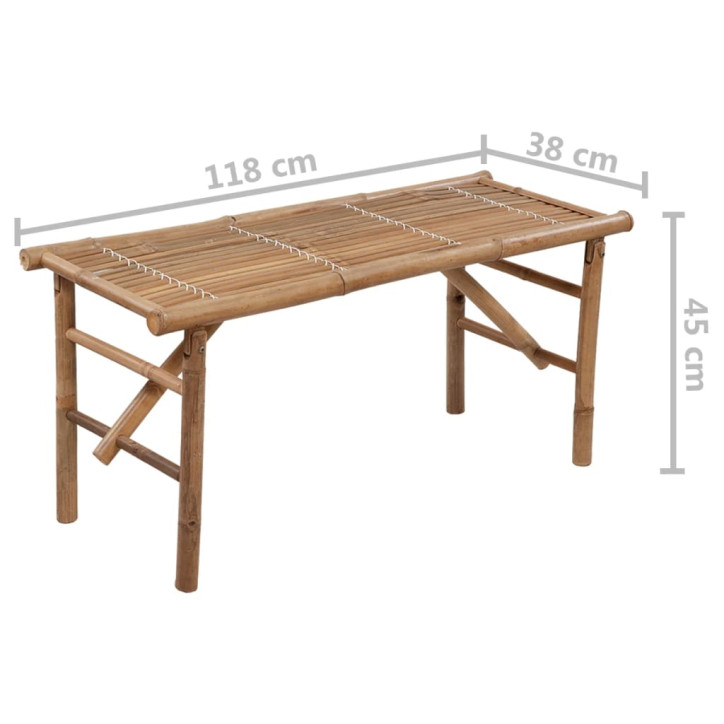 Sulankstomas sodo suoliukas su pagalvėle, 118cm, bambukas