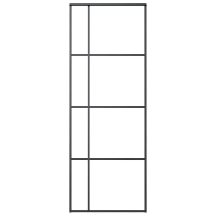 Stumdomos durys, juodos, 76x205cm, ESG stiklas ir aliuminis