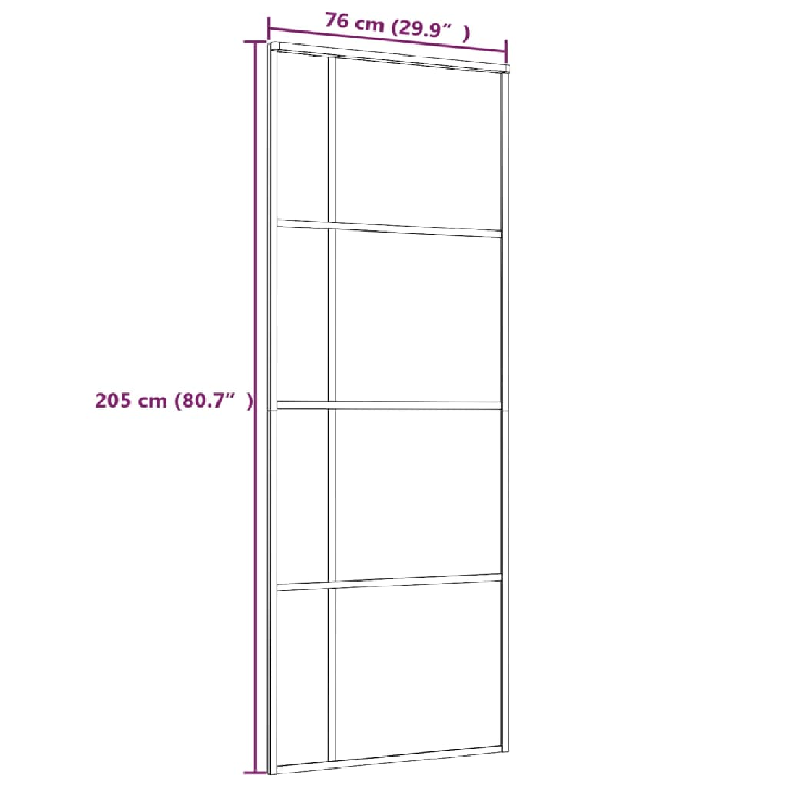 Stumdomos durys, juodos, 76x205cm, ESG stiklas ir aliuminis