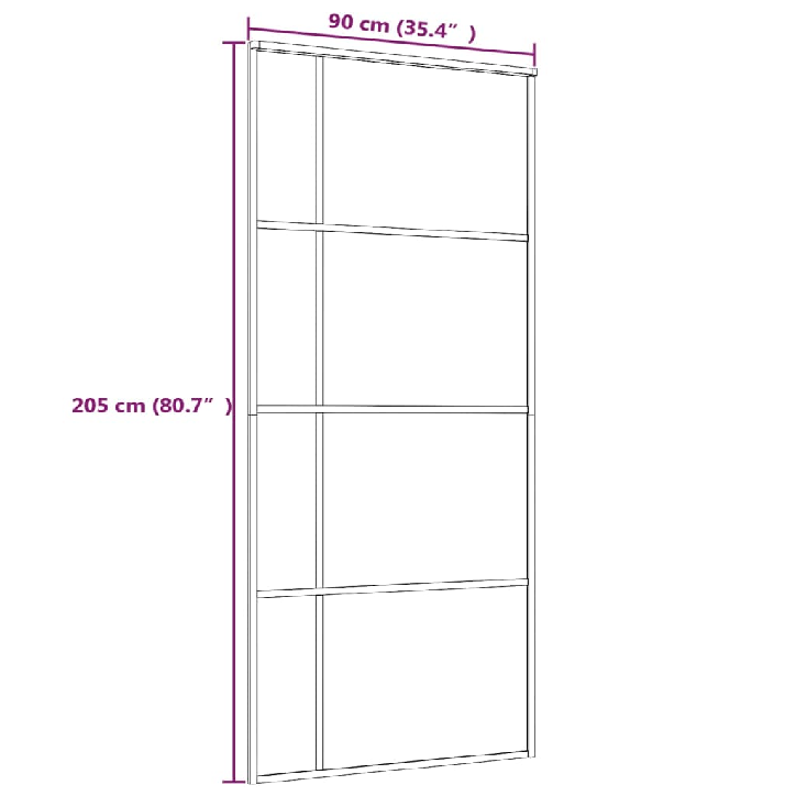 Stumdomos durys, juodos, 90x205cm, ESG stiklas ir aliuminis