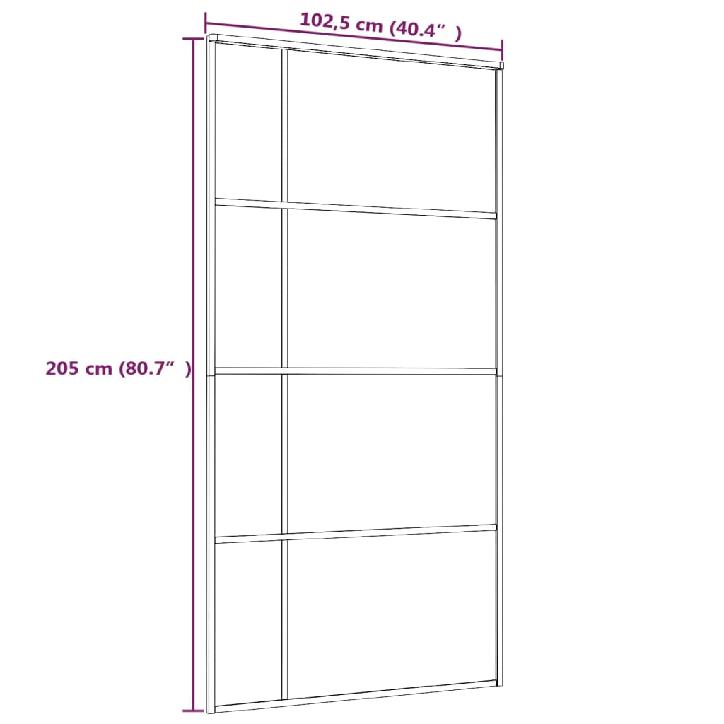 Stumdomos durys, juodos, 102,5x205cm, ESG stiklas ir aliuminis