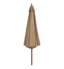 Lauko skėtis su mediniu stulpu, taupe spalvos, 350 cm