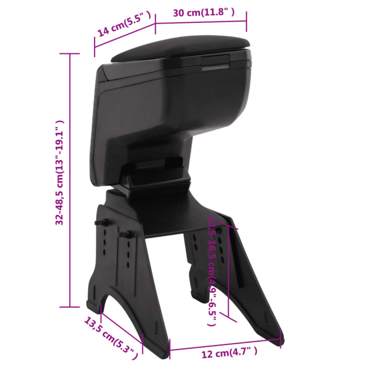 Automobilio porankis, juodas, 14x30x(32–48,5)cm, ABS