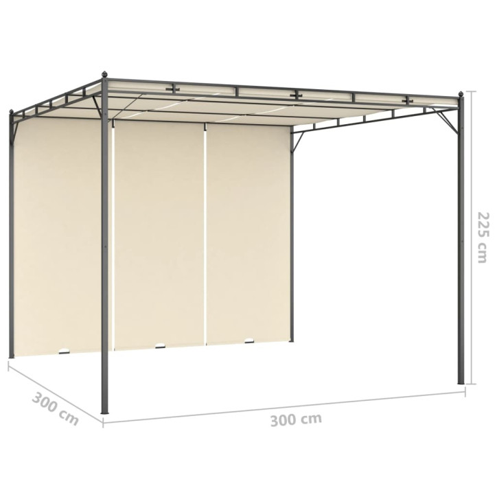 Sodo pavėsinė su šonine užuolaida, kreminės spalvos, 3x3x2,25m