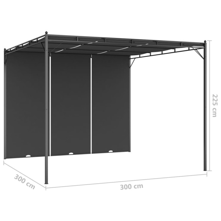 Sodo pavėsinė su šonine užuolaida, antracito spalvos, 3x3x2,25m