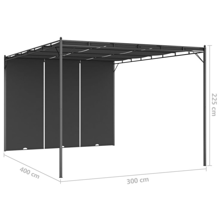 Sodo pavėsinė su šonine užuolaida, antracito spalvos, 4x3x2,25m