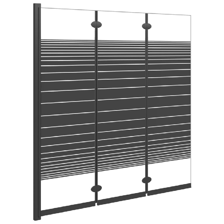 Sulankstoma dušo pertvara, 3 dalių, juoda, 130x130cm, ESG
