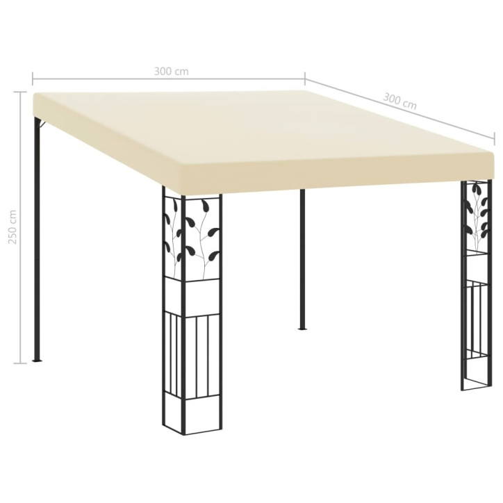 Prie sienos montuojama pavėsinė, kreminės spalvos, 3x3x2,5m