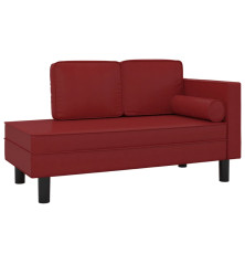Poilsio sofa su pagalvėmis ir ilga pagalve, vyno, dirbtinė oda