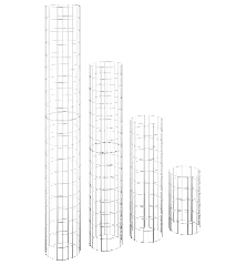 Gabionų loveliai, 4vnt., 30x50/100/150/200cm, apskriti, aukšti