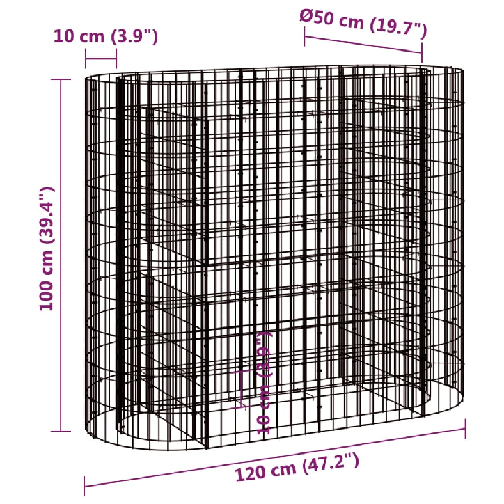 Gabiono lovelis, 120x50x100cm, galvanizuota geležis, aukštas