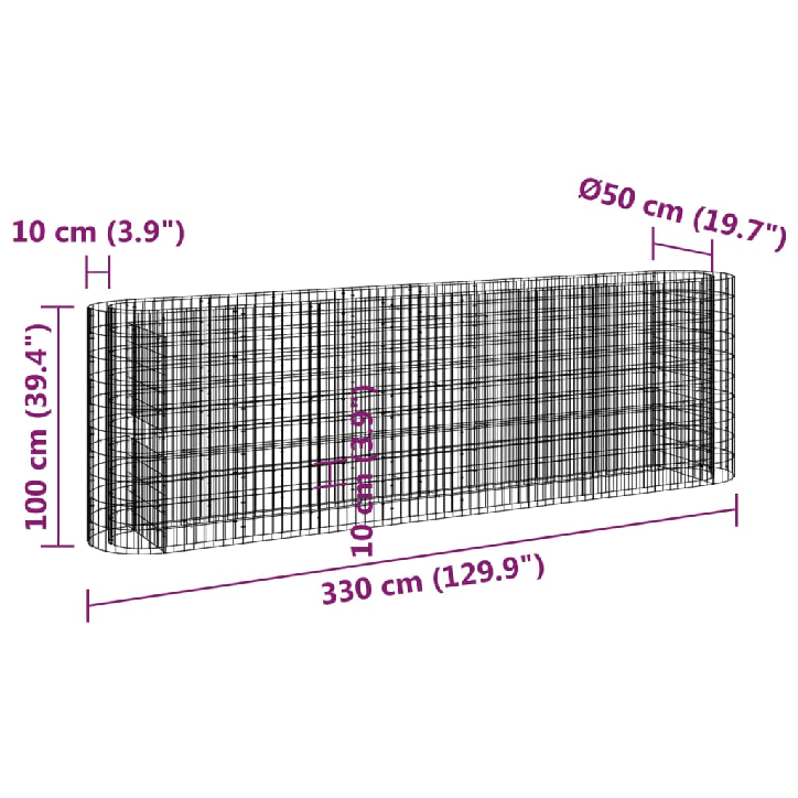 Gabiono lovelis, 330x50x100cm, galvanizuota geležis, aukštas