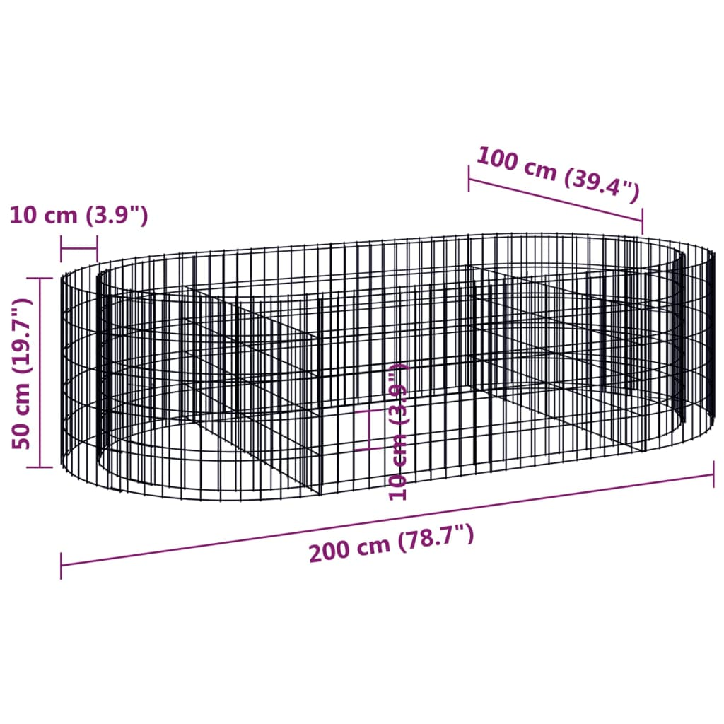 Gabiono lovelis, 200x100x50cm, galvanizuota geležis, aukštas