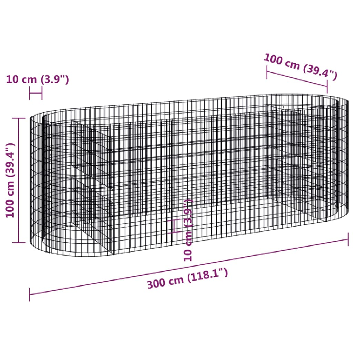 Gabiono lovelis, 300x100x100cm, galvanizuota geležis, aukštas