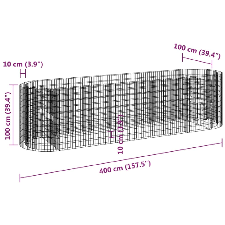 Gabiono lovelis, 400x100x100cm, galvanizuota geležis, aukštas