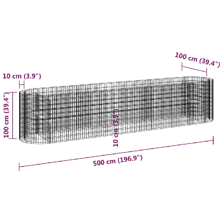 Gabiono lovelis, 500x100x100cm, galvanizuota geležis, aukštas