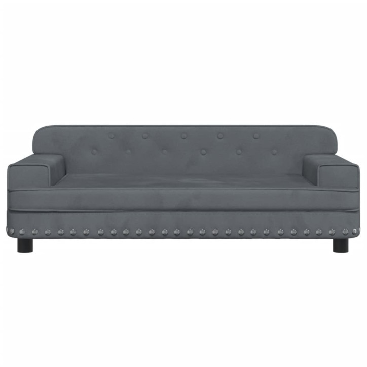 Vaikiška sofa, tamsiai pilkos spalvos, 90x53x30cm, aksomas