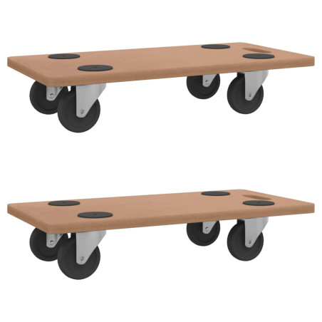 Platforminiai vežimėliai, 2vnt., mediena, stačiakampiai