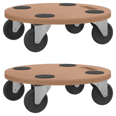 Platforminiai vežimėliai, 2vnt., apdirbta mediena, apskriti