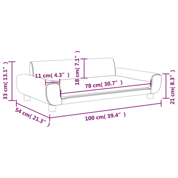 Vaikiška sofa, šviesiai pilkos spalvos, 100x54x33cm, aksomas