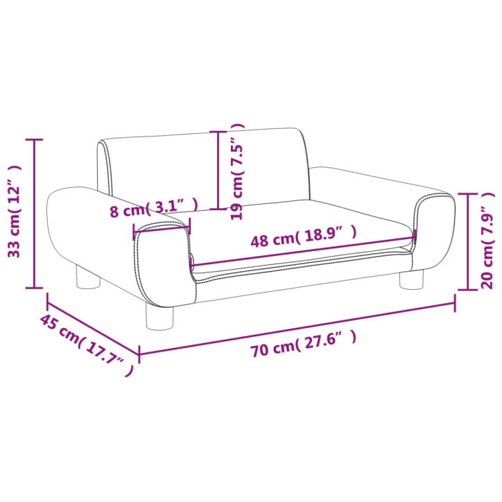 Vaikiška sofa, šviesiai pilkos spalvos, 70x45x33cm, aksomas