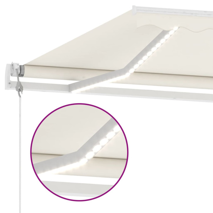 Automatinė markizė su LED/vėjo jutikliu, kreminė, 500x350cm