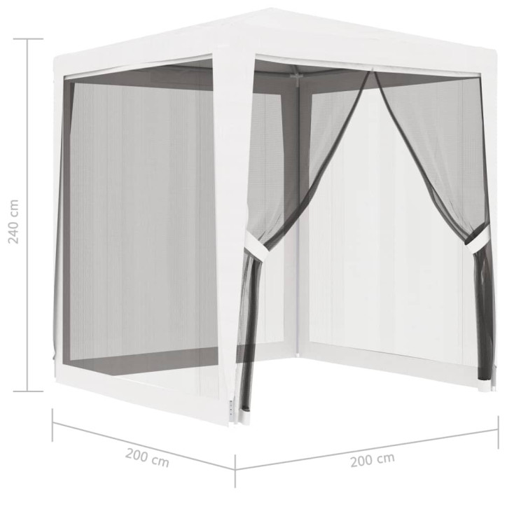 Proginė palapinė su 4 tinklinėmis sienomis, balta, 2x2m