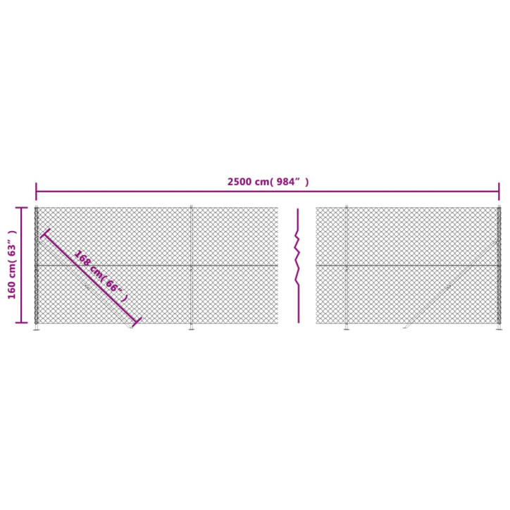 Tinklinė tvora su flanšais, antracito spalvos, 1,6x25m