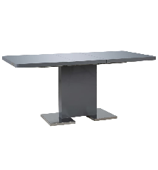 Išskleidž. valg. stalas, pilkas, 180x90x76cm, MDF, labai blizg.