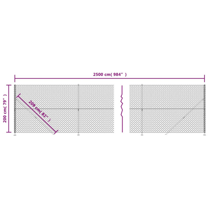 Tinklinė tvora su flanšais, žalios spalvos, 2x25m