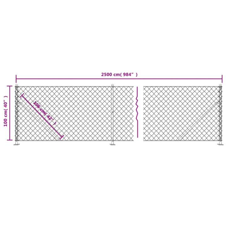 Tinklinė tvora su flanšais, žalios spalvos, 1x25m