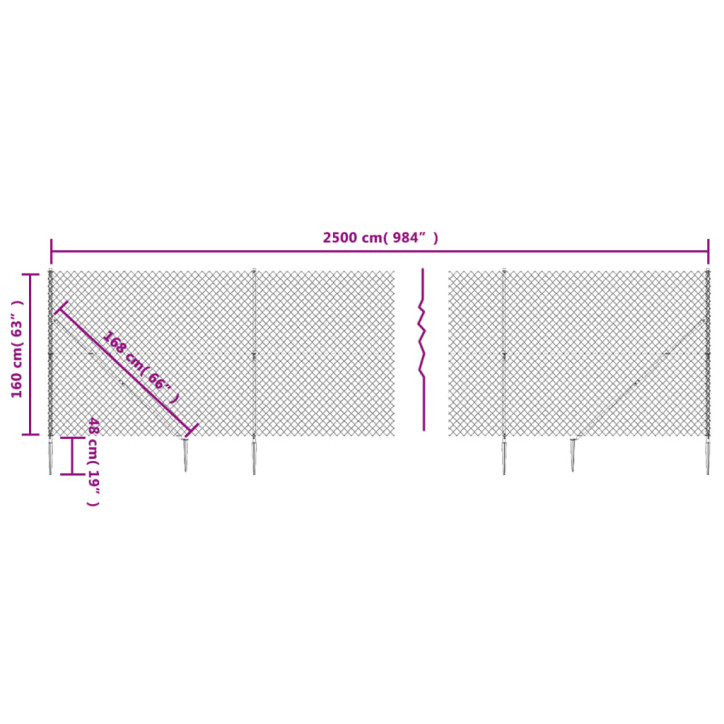 Tinklinė tvora su smaigais, žalios spalvos, 1,6x25m